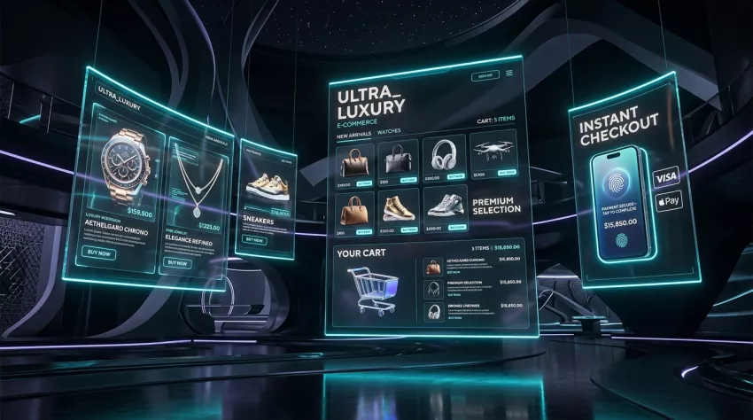 Boutique e-commerce connectée 3D